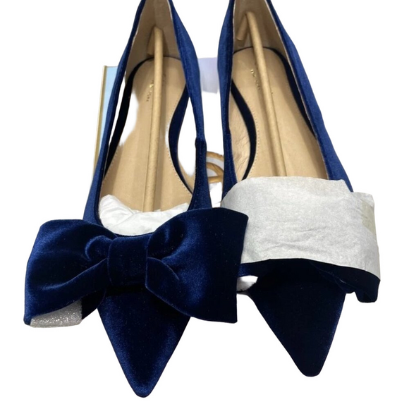 NEW CECELIA New York Brie Bow Flats – Navy Velvet – Women's Size